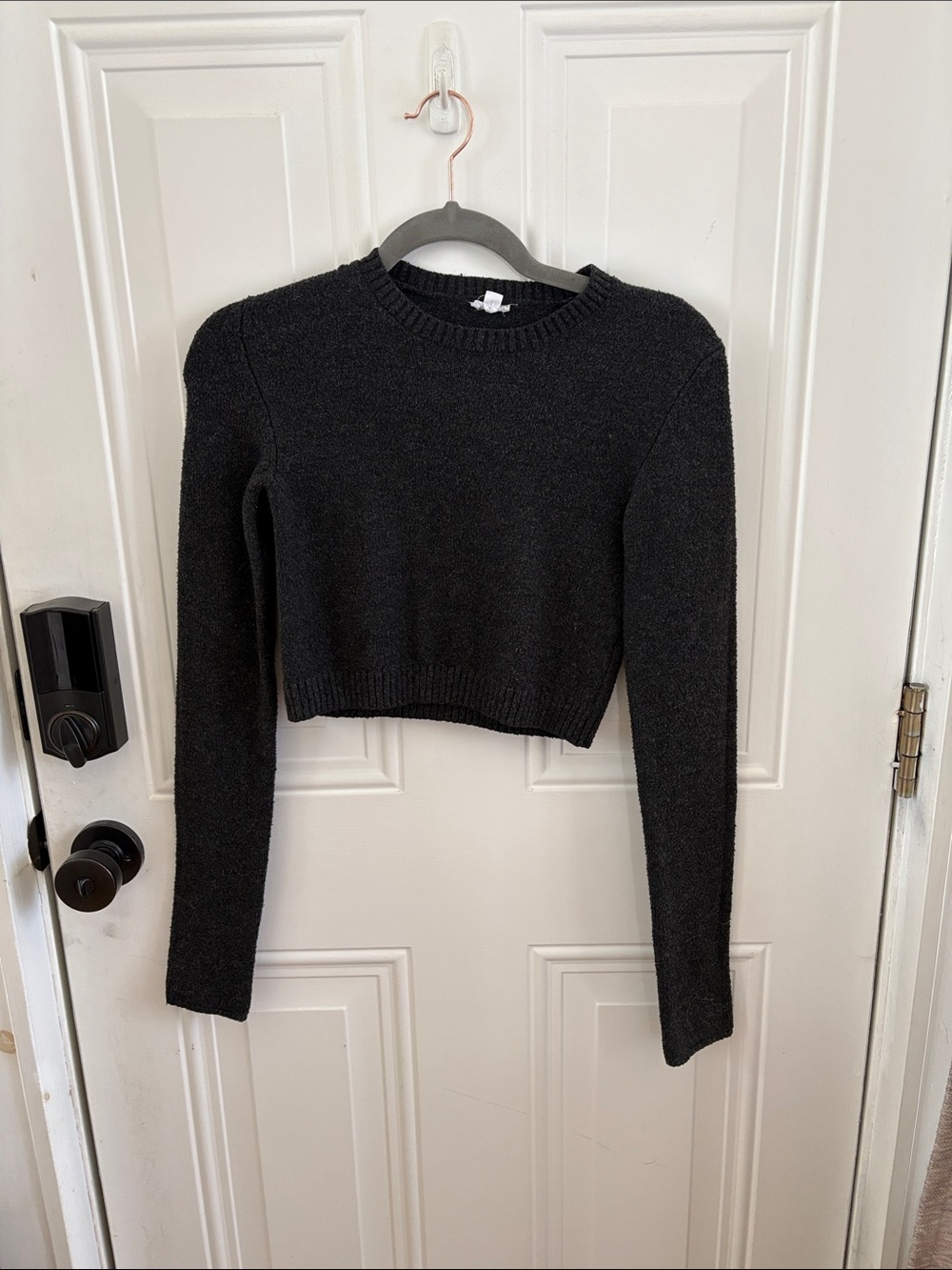 Garage Black Cropped Crewneck Sweater